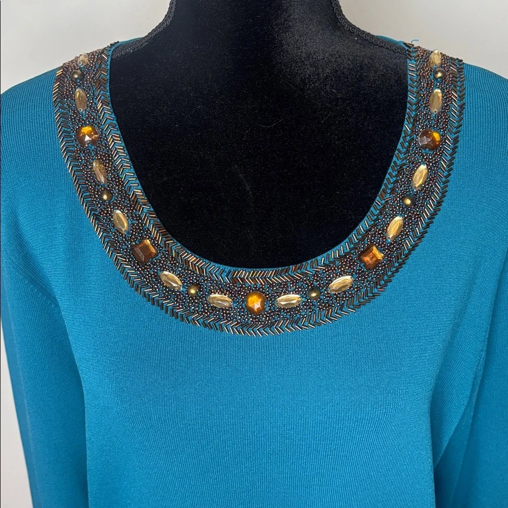 Ruby Rd. - Turquoise Embellished Blouse - Size 1X - Picture 3 of 9